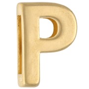 Poussoir lettre alphabet 15x10 mm - P - pour lacet 10 mm - Doré à l'or fin x1