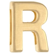 Poussoir lettre alphabet 15x11.5 mm - R - pour lacet 10 mm - Doré à l'or fin x1