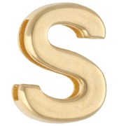 Poussoir lettre alphabet 15x11 mm - S - pour lacet 10 mm - Doré à l'or fin x1|raw }}
