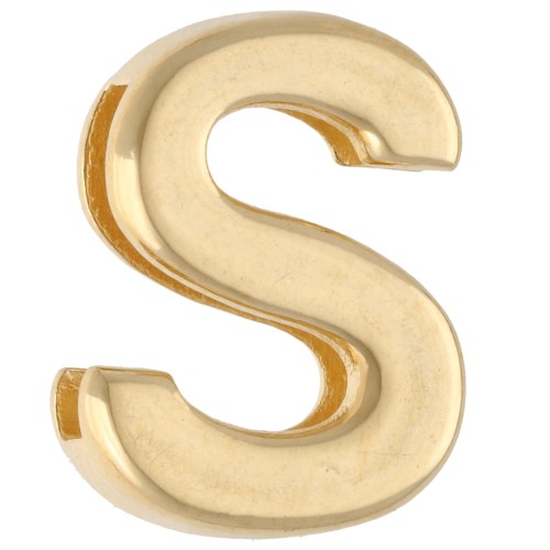 Poussoir lettre alphabet 15x11 mm - S - pour ruban 10 mm - Doré à l'or fin x1