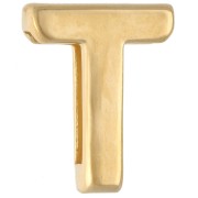 Poussoir lettre alphabet 15x12 mm - T - pour lacet 10 mm - Doré à l'or fin x1|raw }}