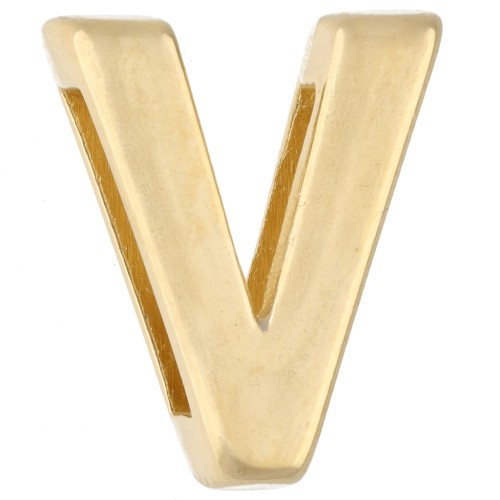 Poussoir lettre alphabet 15x13 mm - V - pour ruban 10 mm - Doré à l'or fin x1