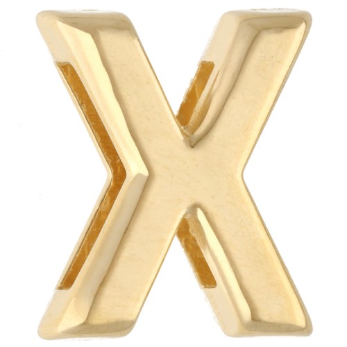 Poussoir lettre alphabet 15x13 mm - X - pour ruban 10 mm - Doré à l'or fin x1