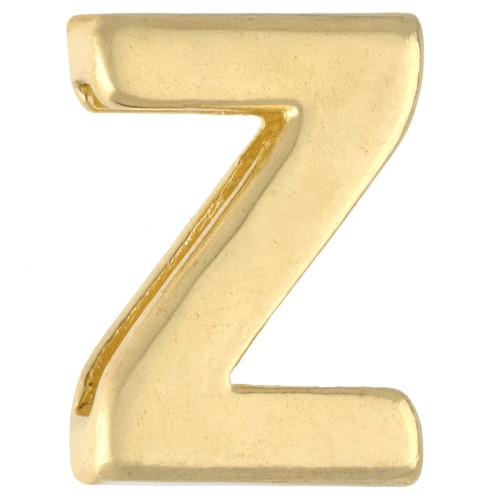 Poussoir lettre alphabet 15x11 mm - Z - pour lacet 10 mm - Doré à l'or fin x1