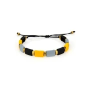 Perle navette 8x4 mm - triple trou - Doré à l'or fin x1