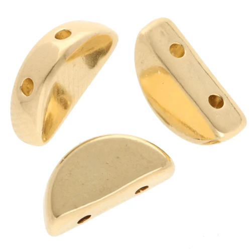 Perle demi-lune 5x10 mm - double trou - Doré à l'or fin x1