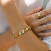 Perle demi-lune 5x10 mm - double trou - Doré à l'or fin x1