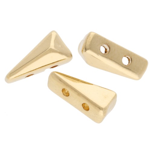 Perle triangle facetté 8x4 mm - double trou - Doré à l'or fin x1