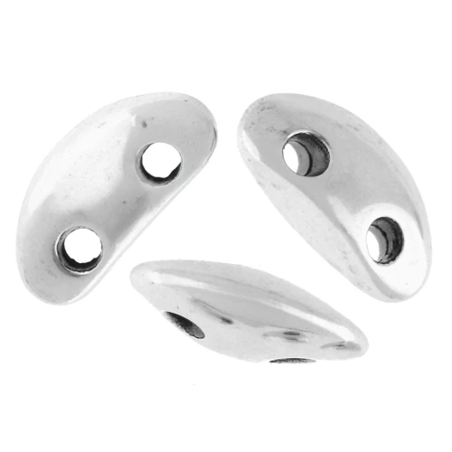 Perle demi-rond 4x8 mm - double trou - Placage Argent fin vieilli x1