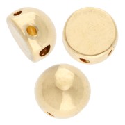 Doré Or Fin - Or 24K - 999/1000 - Perle demi-boule 6 mm - double trou - Doré à l'or fin x1 Perle demi-boule 6 mm - double trou - Doré à l'or fin x1