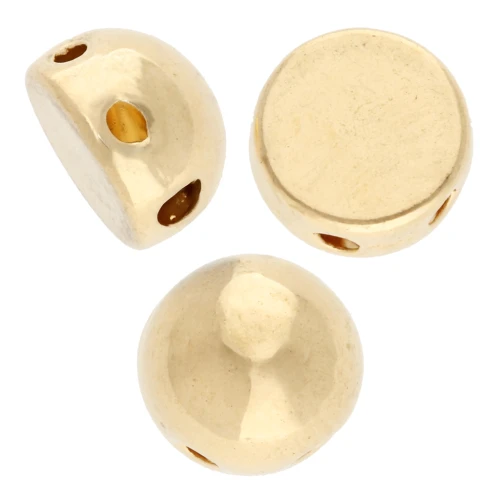 Perle demi-boule 6 mm - double trou - Doré à l'or fin x1