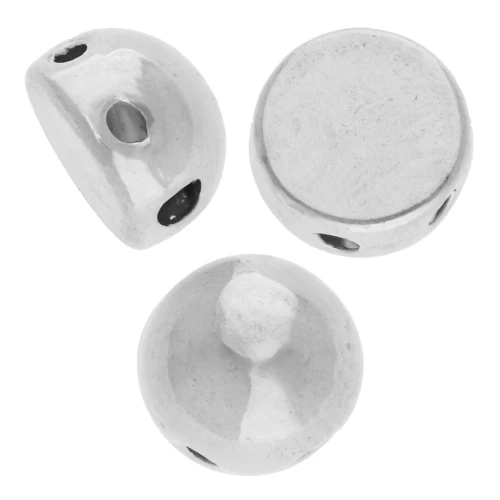 Perle demi-boule 6 mm - double trou - Placage Argent fin vieilli x1