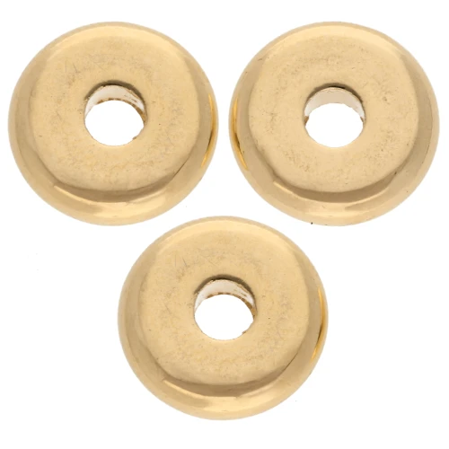 Perles rondelles lisses 10 mm - Doré à l'or fin x5