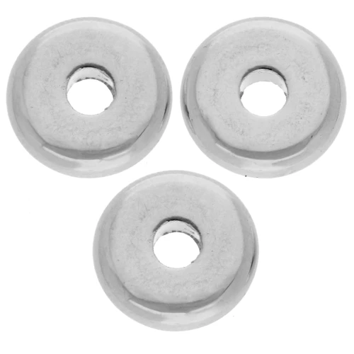 Perles rondelles lisses 10 mm - Placage Argent fin vieilli x5