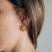 Créoles larges texturées 16.5 mm - Doré à l'or fin x2