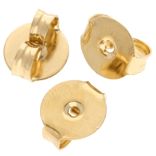 Poussoir - Poussette pour clous d'oreilles 9x8 mm - Doré à l'or fin x1