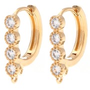 Dormeuses barre 16x12.5 mm avec CZ et 4 anneaux ouverts - Doré à l'or fin x2|raw }}