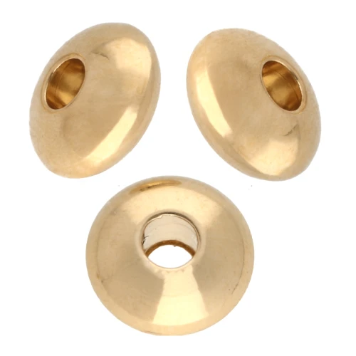 Perles rondes aplaties 6 mm - Doré à l'or fin x10