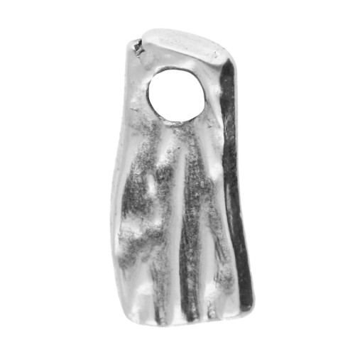 Breloques rectangle irrégulière texturée 11x4.5 mm - Placage Argent fin vieilli x5