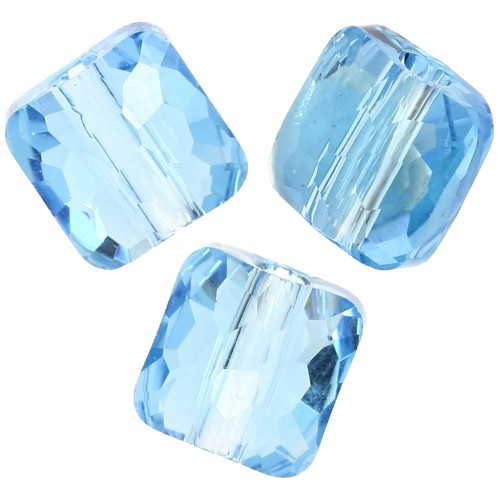 Perles carrés 6 mm - Fantasy Square Swarovski 5035 - Aquamarine x6