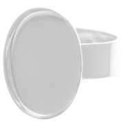 Bague réglable ovale 18x13 mm - Taille 54 à 58 - Argenté x1|raw }}