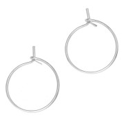 Créoles fines à décorer 16 mm - Fil 0.8 mm - Rhodié x2