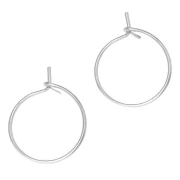 Créoles fines à décorer 16 mm - Fil 0.8 mm - Rhodié x2