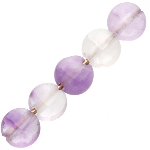 Perles plates facettées - palets 4 mm pierre gemme teintée Jade violette x10