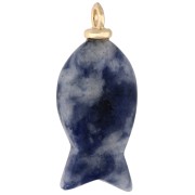 Pendentif poisson 26x12 mm avec coeur CZ et pierre gemme - Sodalite x1
