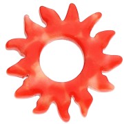 Pendentif soleil 22 mm en acétate - Marbré Orange sanguine x1