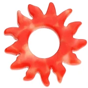 Pendentif soleil 22 mm en acétate - Marbré Orange sanguine x1