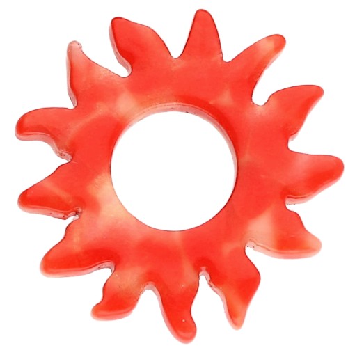 Pendentif soleil 22 mm en acétate - Marbré Orange sanguine x1
