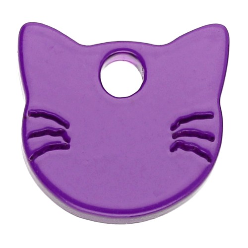 Breloque tête de chat 14.5x15.5 mm en acétate - Violet foncé x1