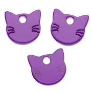 Breloque tête de chat 14.5x15.5 mm en acétate - Violet foncé x1