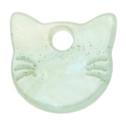 Breloque tête de chat 14.5x15.5 mm en acétate - Marbré Vert d'eau pailleté nacré