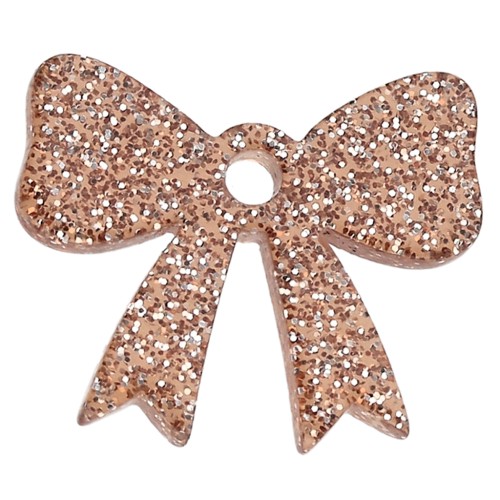 Pendentif noeud 16.5x20 mm en acrylique - Pailleté Bronze x1