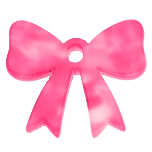 Pendentif noeud 16.5x20 mm en acétate - Marbré Rose fluo x1