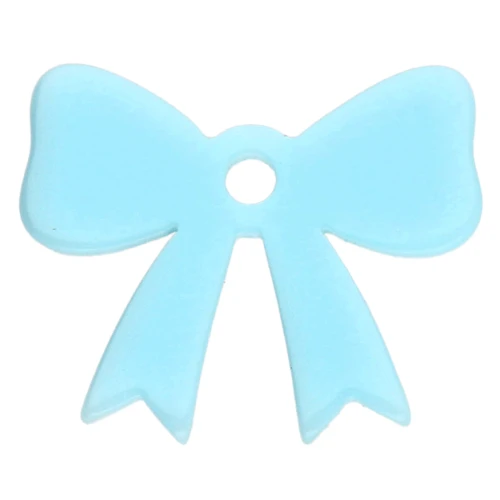 Pendentif noeud 16.5x20 mm en acrylique opaque - Bleu ciel x1