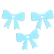 Pendentif noeud 16.5x20 mm en acrylique opaque - Bleu ciel x1