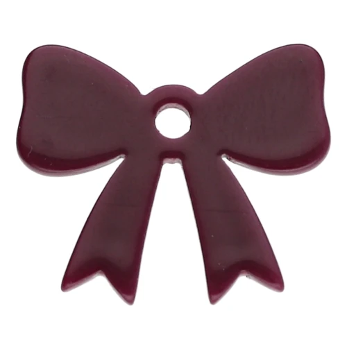Pendentif noeud 16.5x20 mm en acrylique opaque - Lie de vin x1