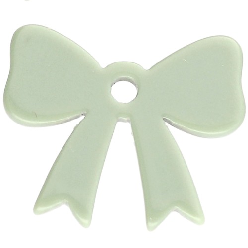 Pendentif noeud 16.5x20 mm en acrylique opaque - Vert sauge x1