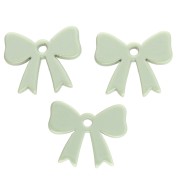 Pendentif noeud 16.5x20 mm en acrylique opaque - Vert sauge x1