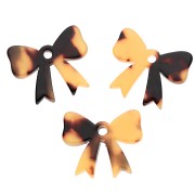 Pendentif noeud 16.5x20 mm en acétate - Ecaille de tortue - Marron - Noir x1