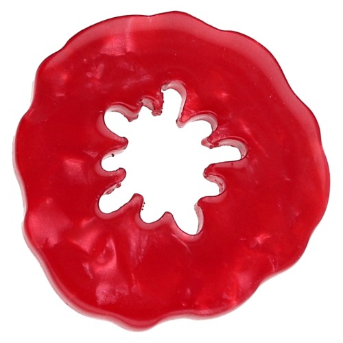Pendentif coquelicot 19 mm en acétate - Marbré rouge x1