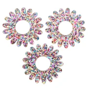 Pendentif fleur marguerite 20 mm en acrylique - Pailleté multicolore x1