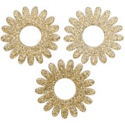 Pendentif fleur marguerite 20 mm en acrylique - Pailleté doré x1