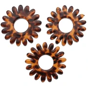 Pendentif fleur marguerite 20 mm en acétate - Terrazzo Marron - Noir x1