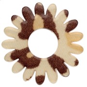 Pendentif fleur marguerite 20 mm en acrylique - Guépard Beige - Marron foncé x1