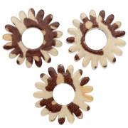 Pendentif fleur marguerite 20 mm en acrylique - Guépard Beige - Marron foncé x1