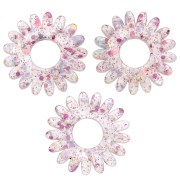 Pendentif fleur marguerite 20 mm en acrylique - Pailleté Rose AB x1